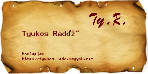 Tyukos Radó névjegykártya